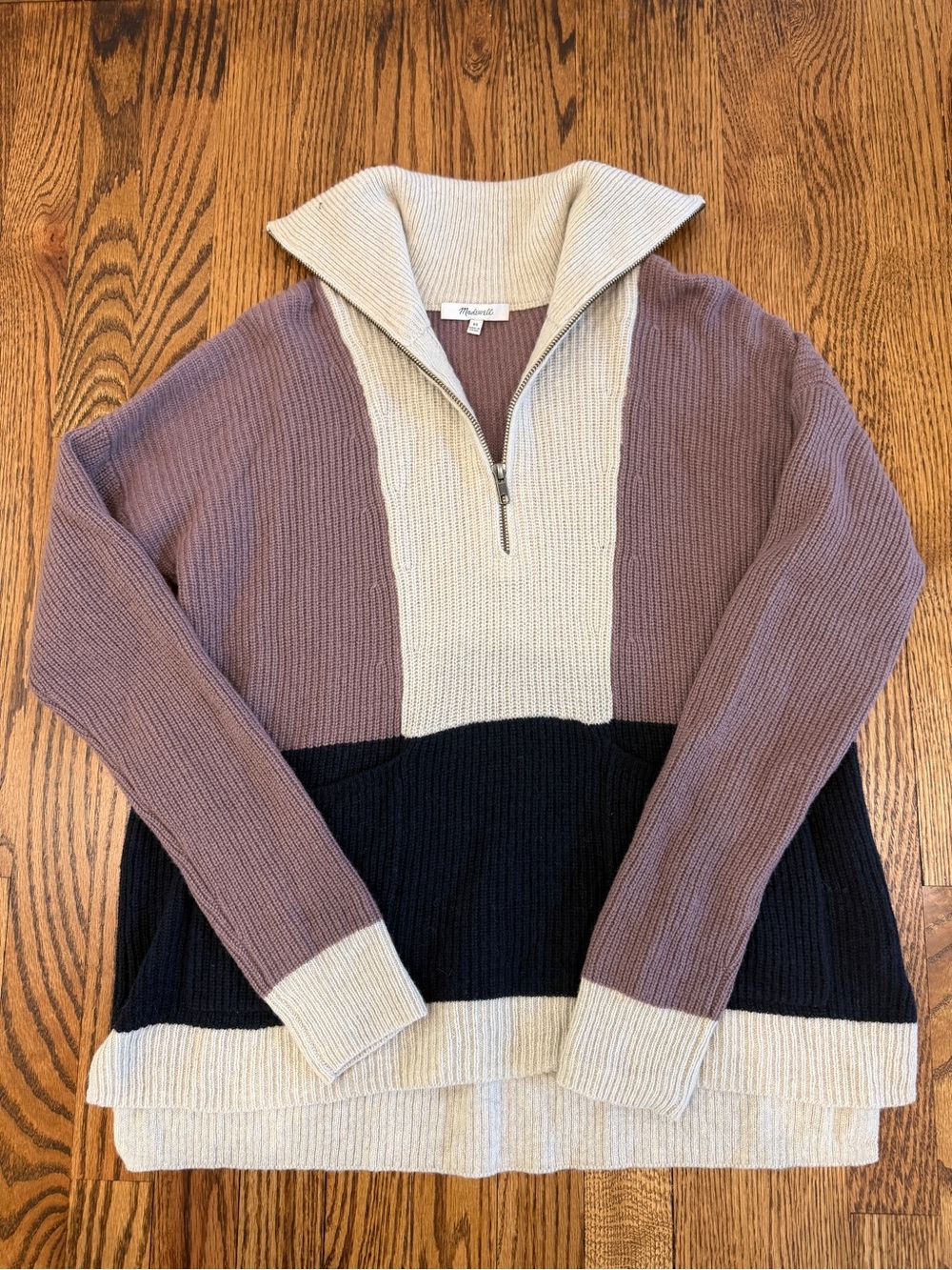 Madewell Pullover Womens XS Glenbrook Merino Wool Blend Half-Zip Colorblock